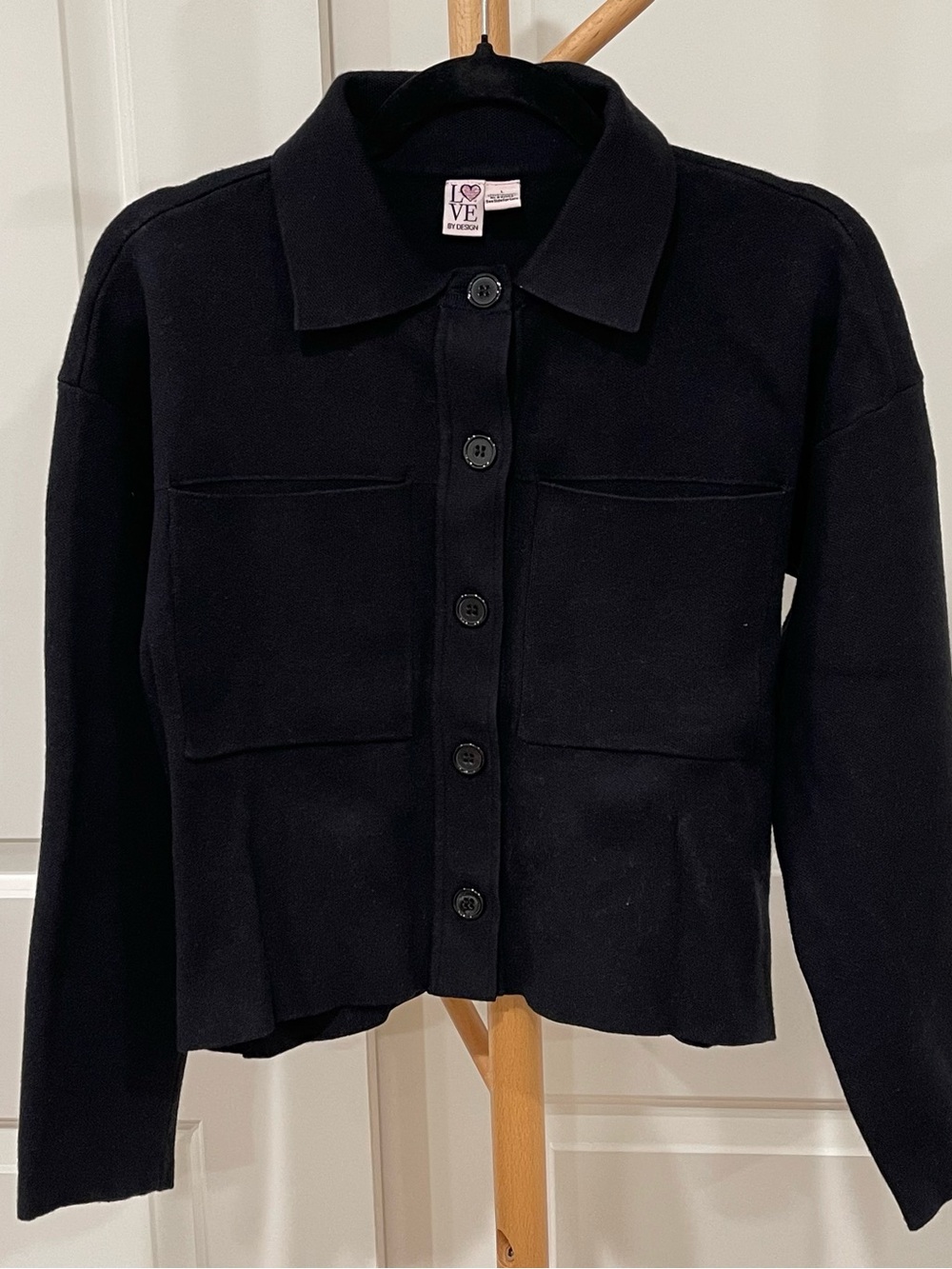 Love by Design Women’s Black Button-Front Knit Jacket
